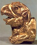 An eagle's head made of gold; treasures of Ziwiyeh