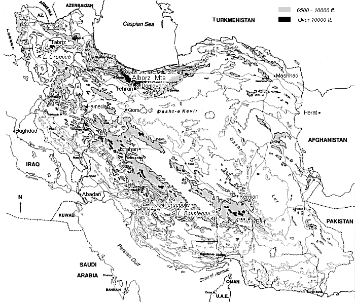 Geographic map of Iran