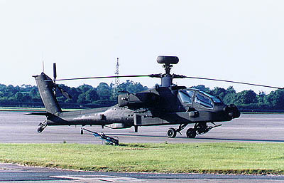 Ugly but deadly, the Longbow Apache, seen here on the Wattisham ASP during August 2000. Picture by Gary Stedman