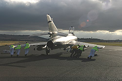 Leuchars is all about Teamwork - especially when there's a Super Etendard to push about