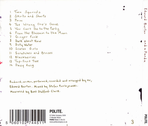 Edward Barton - And A Panda - UK CD - Back