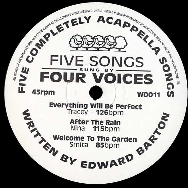 Edward Barton - Fives Songs Sung By Four Voices - UK - 12" Single - Side A