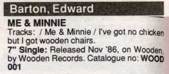 Edward Barton - Me And My Mini - Release Date Details - Music Master Singles Catalogue - 1990 (page B15)