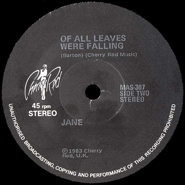 Jane - It's A Fine Day - New Zealand 7" Single - Side B
