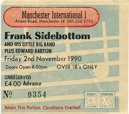 2 Nov: Frank Sidebottom / Edward Barton, International 1, Manchester, England