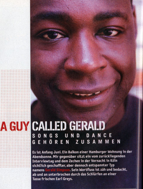 A Guy Called Gerald Unofficial Web Page - Article: Groove - A GUY CALLED GERALD: SONGS UND DANCE GEHÖREN ZUSAMMEN