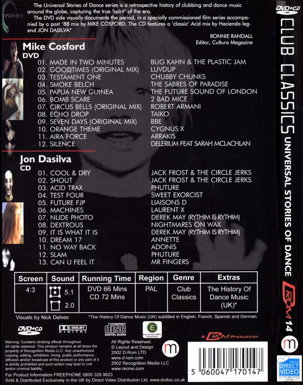 Various - Club Classics - UK DVD/CD - Back