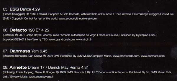 Various - Test Four - French CD - Credits