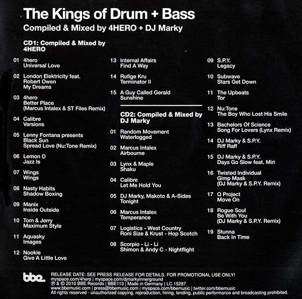 Various - The Kings Of Drum + Bass - UK Promo 2xCD - Back