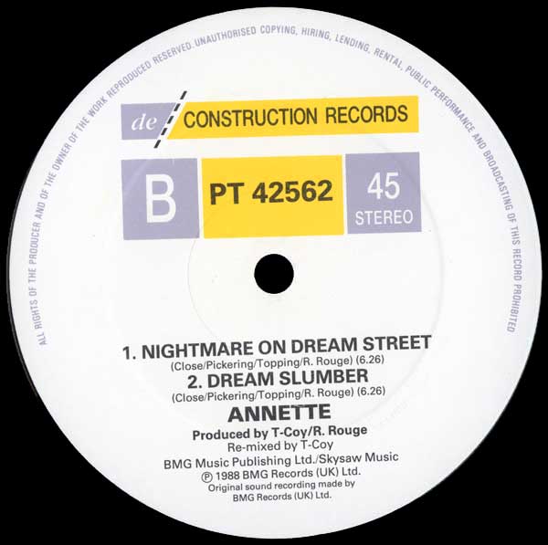Annette - Dream 17 - UK 12" Single - Side B