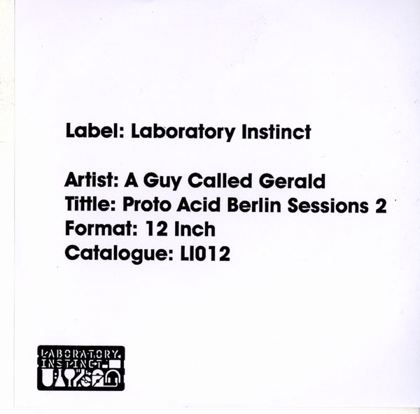A Guy Called Gerald - Proto Acid: The Berlin Sessions 2 - German Promo CDR Single - Cover
