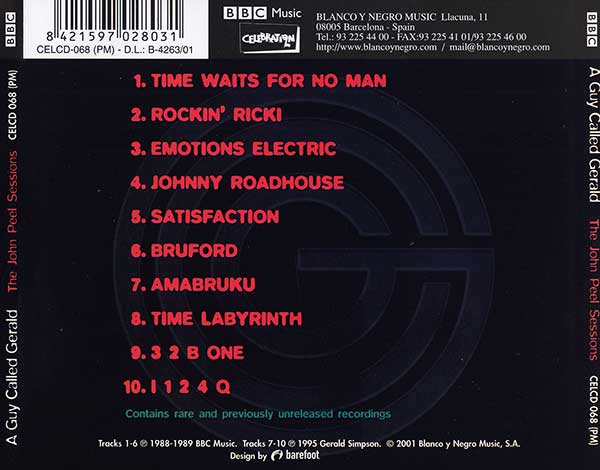 A Guy Called Gerald - The John Peel Sessions - Spanish CD - Back