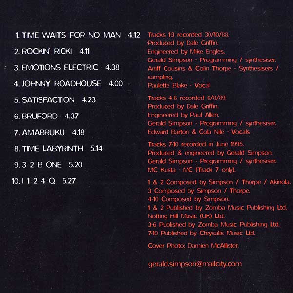 A Guy Called Gerald - The John Peel Sessions - UK CD - Credits