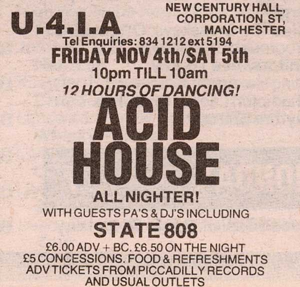 4 Nov: State 808, Acid House All Nighter, New Century Hall, Manchester, England
