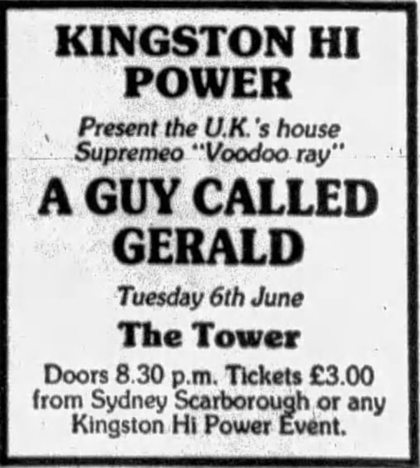 6 June: A Guy Called Gerald Live, Kingston Hi Power, The Tower, Hull, Humberside, England