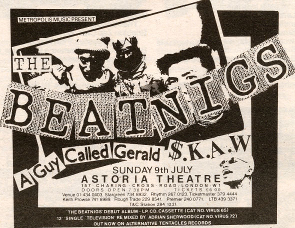9 July: The Beatnigs, The Astoria, London, England [CANCELLED]