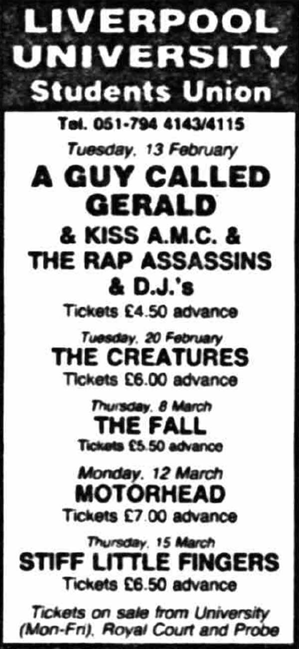 13 Feb: A Guy Called Gerald Live, Liverpool University Students Union, Liverpool, England