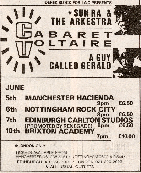 5 June: A Guy Called Gerald Live / Cabaret Voltaire / A Guy Called Gerald Live, Hacienda, Manchester, England