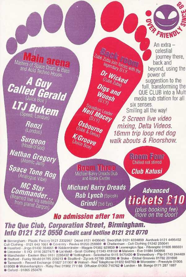 16 December: A Guy Called Gerald, Hot Foot, Que Club, Birmingham, England