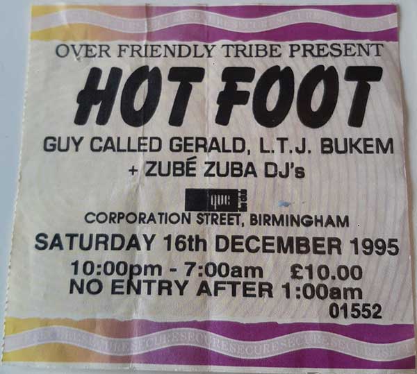 16 December: A Guy Called Gerald, Hot Foot, Que Club, Birmingham, England