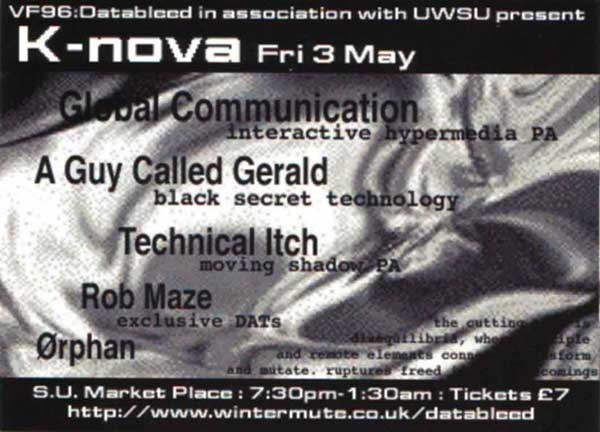 A Guy Called Gerald, Virtual Futures 96, K-Nova, University of Warwick Students Union, Warwick, England