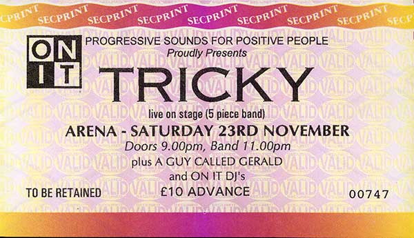 23 November: A Guy Called Gerald / Tricky, Middlesbrough Arena, Middlesbrough, England