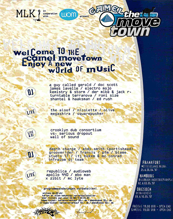 25 April: A Guy Called Gerald, The Camel Move Town Festival, Frankfurt, Germany