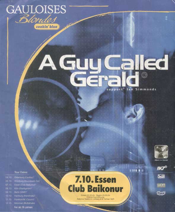 7 October: A Guy Called Gerald Live, Club Baikonur, Essen, Germany
