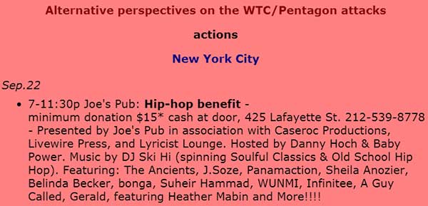 25 September: A Guy Called Gerald, Hip-Hop Benefit, Joe's Pub, Manhattan, New York City, USA
