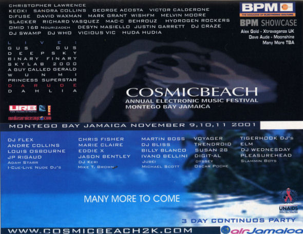 9-11 Nov: A Guy Called Gerald Live, Cosmic Beach, Annual Electronic Music Festival, Montego Bay, Jamaica