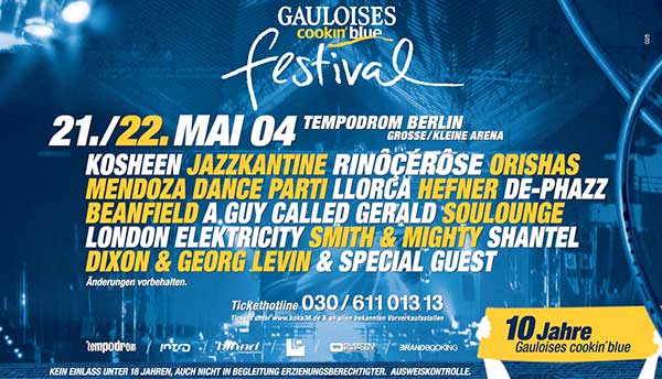 21 May: A Guy Called Gerald Live, 10 Jahre Gauloises Cookin' Blue Festival, Tempodrom, Berlin, Germany