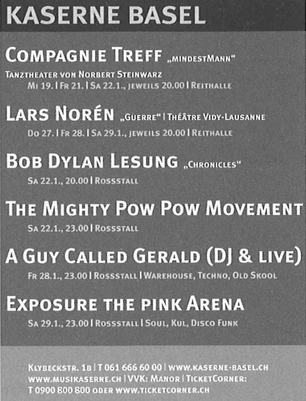 28 Jan: A Guy Called Gerald Live, A Illegal Warehouse Rave: "The History of Tekkno 90-94", Kaserne Basel, Basel, Switzerland