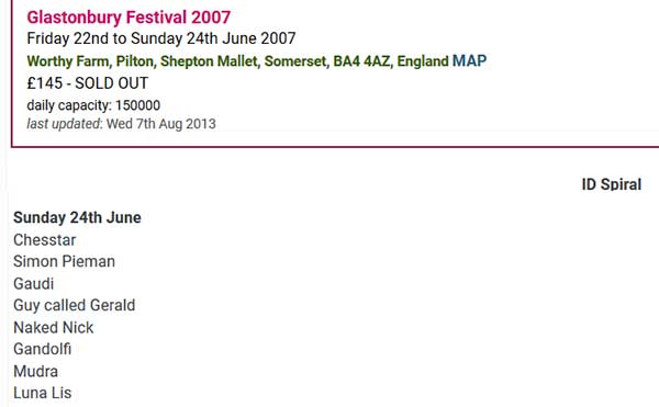 24 June: A Guy Called Gerald Live, Glastonbury Festival 2007 (Dance Village West Stage), Glastonbury, England