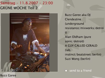 11 Aug: A Guy Called Gerald Live, Grone Woche Teil 2, Club Maria, Berlin, Germany