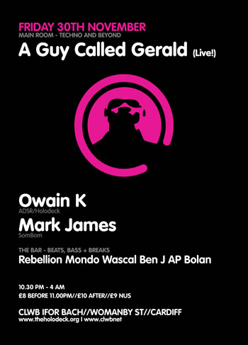 30 Nov: A Guy Called Gerald Live, Holodeck, Clwb Ifor Bach, Cardiff, Wales