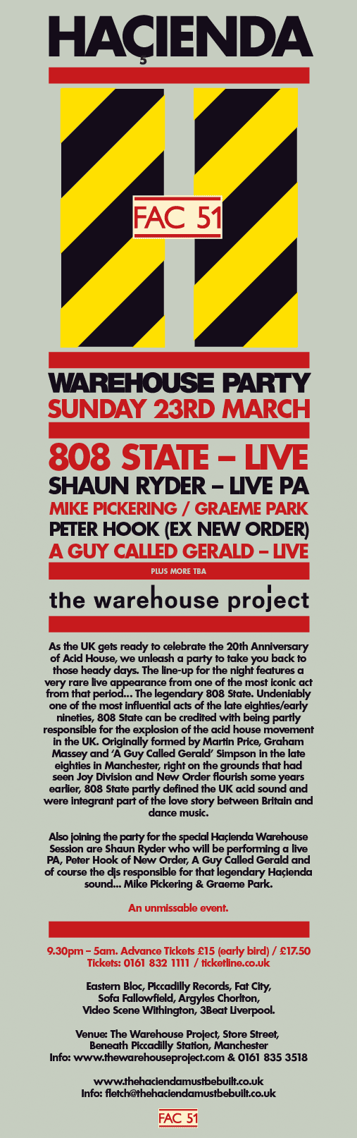 23 March: The Lost Weekends Part 1, The Warehouse Project, Store Street, Manchester, England