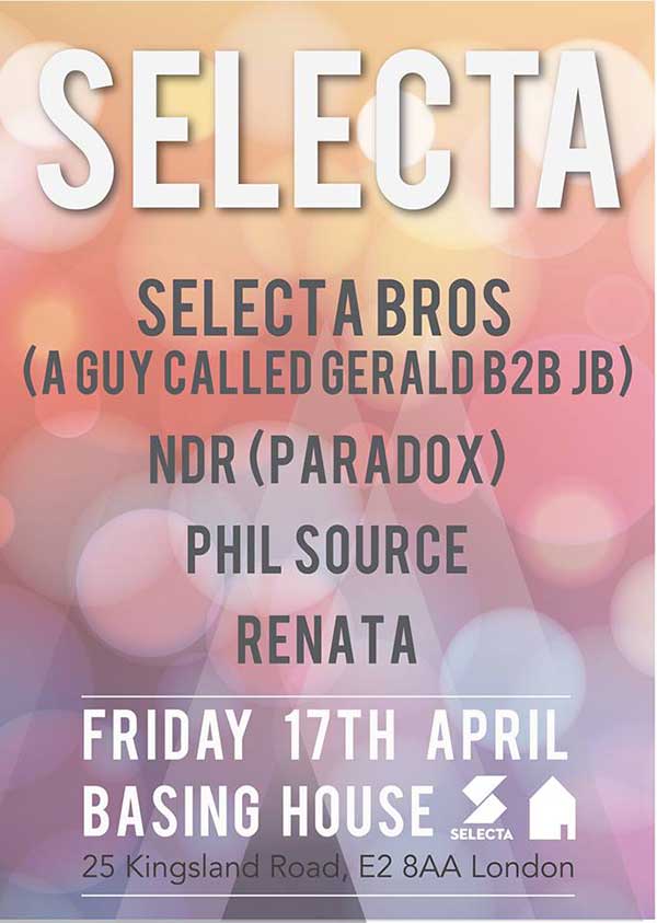 17 April: A Guy Called Gerald, Selecta Bros (JB & AGCG B2B), Basing House, Shoreditch, London, England