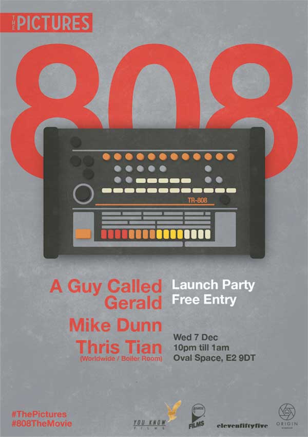 7 December: A Guy Called Gerald, ElevenFiftyFive, The Pictures: 808 The Movie Launch Party, Oval Space, London, England