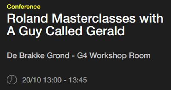 20 October: Roland Masterclasses with A Guy Called Gerald, ADE Sound Lab 2017, Vlaams Cultuurhuis de Brakke Grond, Amsterdam, The Netherlands