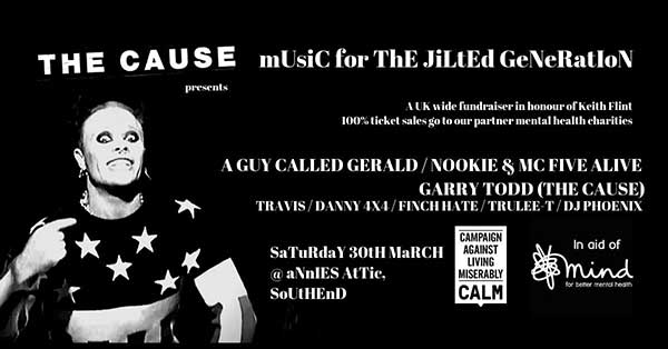 30 March: A Guy Called Gerald, The Cause presents Music For A Jilted Generation, Annie's Attic, Southend, Essex, England