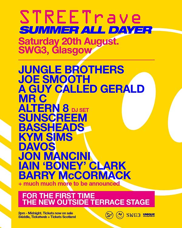 20 August: A Guy Called Gerald DJ, STREETrave Summer All Dayer, SWG3, Glasgow, Scotland
