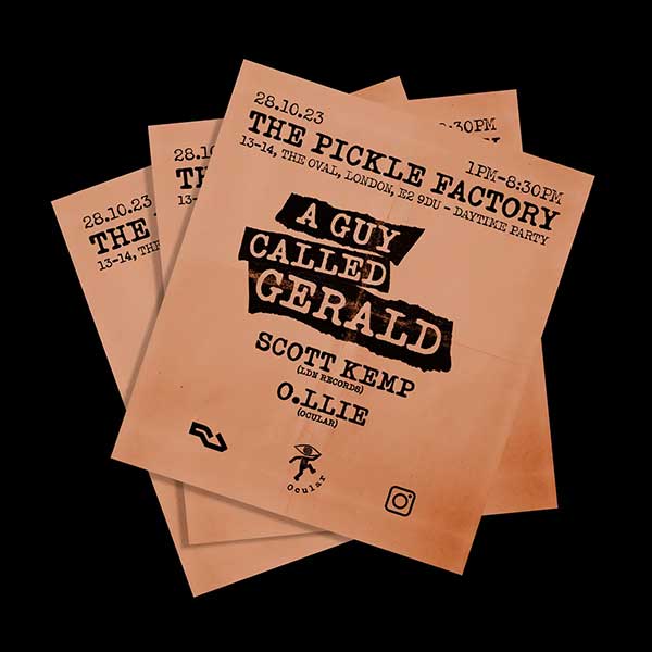 28 October: A Guy Called Gerald, Ocular-Daytime, The Pickle Factory, The Oval, Bethnal Green, London, England