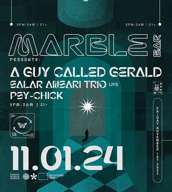 1 November: A Guy Called Gerald Live, Marble Bar, Detroit, Michigan, USA