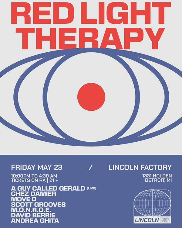 23 May: A Guy Called Gerald, Red Light Therapy, Memorial Day Weekend, The Lincoln Factory, Detroit, Michigan, USA