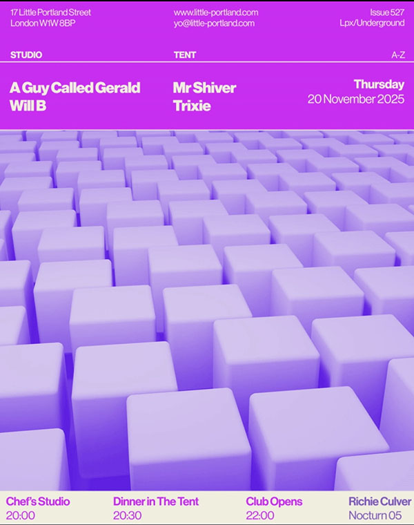 20 November: A Guy Called Gerald, 17 Little Portland Street, London, England