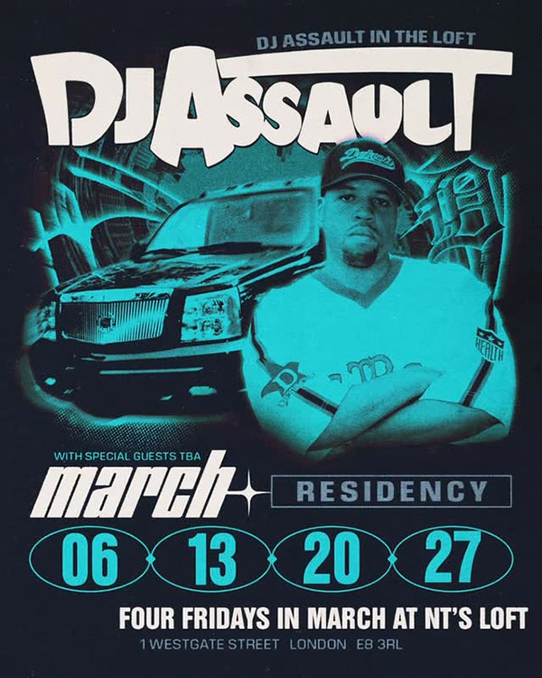 20 March: A Guy Called Gerald, DJ Assault Residency, NT's Loft, London, England