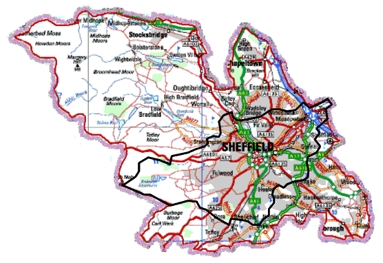 Sheffield's borders in 1918-1920