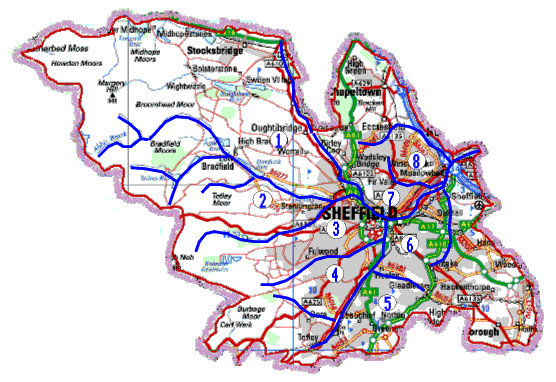 The eight hills of Sheffield