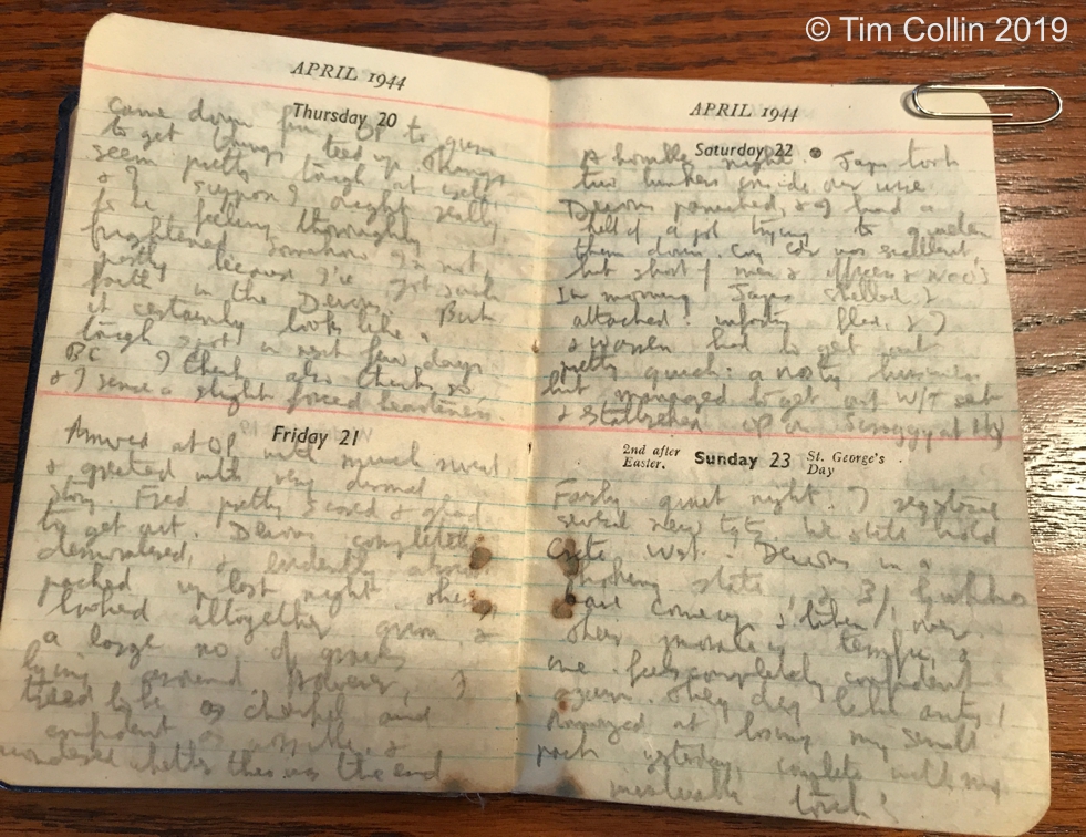Entries for April 1944 in the diary of Captain Geoffrey Collin