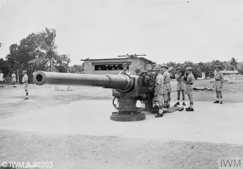 Royal Marines training with coast defence gun at Ceylon, September 1943.